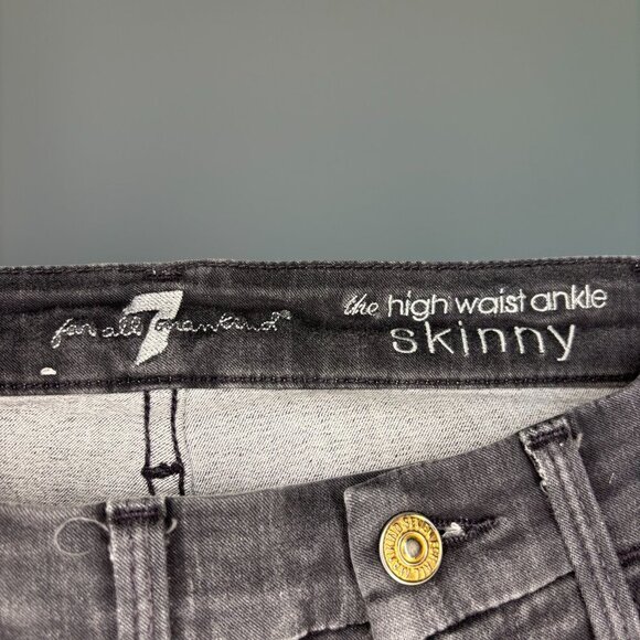 7 FOR ALL MANKIND High Waist Ankle Skinny Jean Womens 24 Charcoal Stretch - Picture 5 of 7